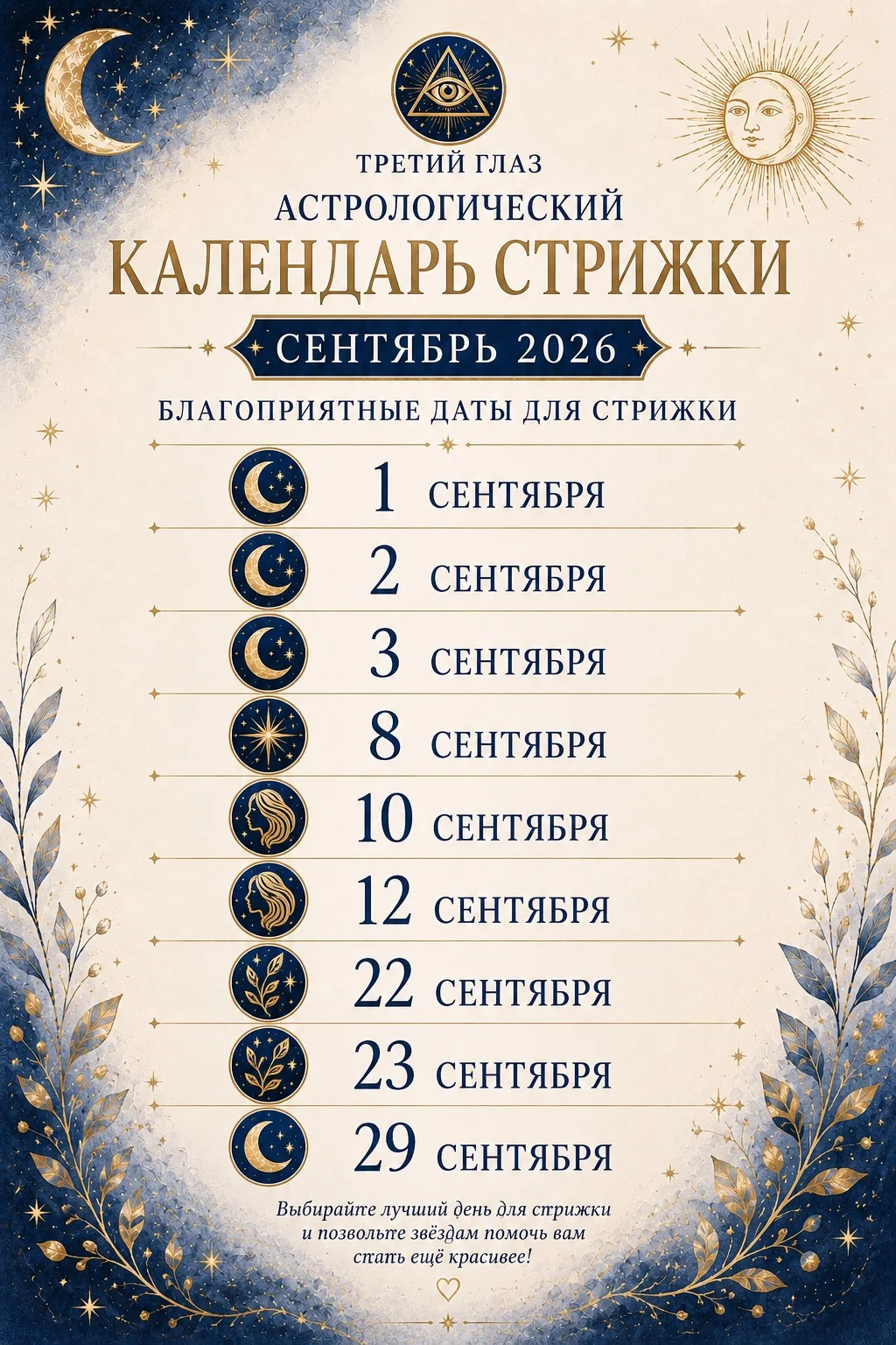 БЛАГОПРИЯТНЫЕ ДАТЫ ДЛЯ СТРИЖКИ В СЕНТЯБРЕ