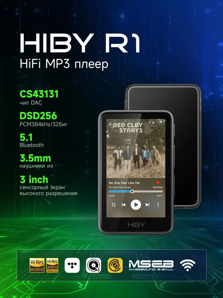 HiBy Music MP3-плеер без диска, черный