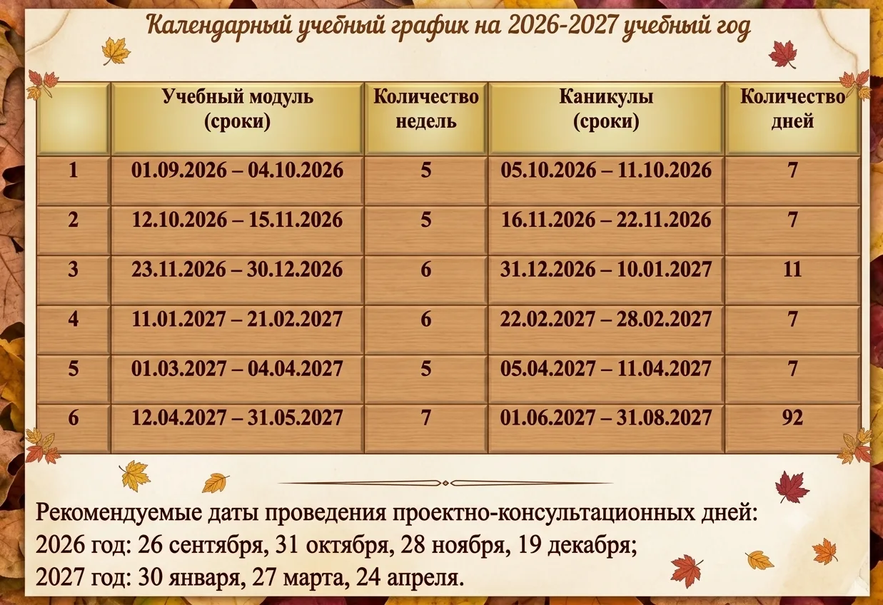 📆Просим вас ознакомиться с календарным учебным графиком на 2026–2027 учебный год (по т...