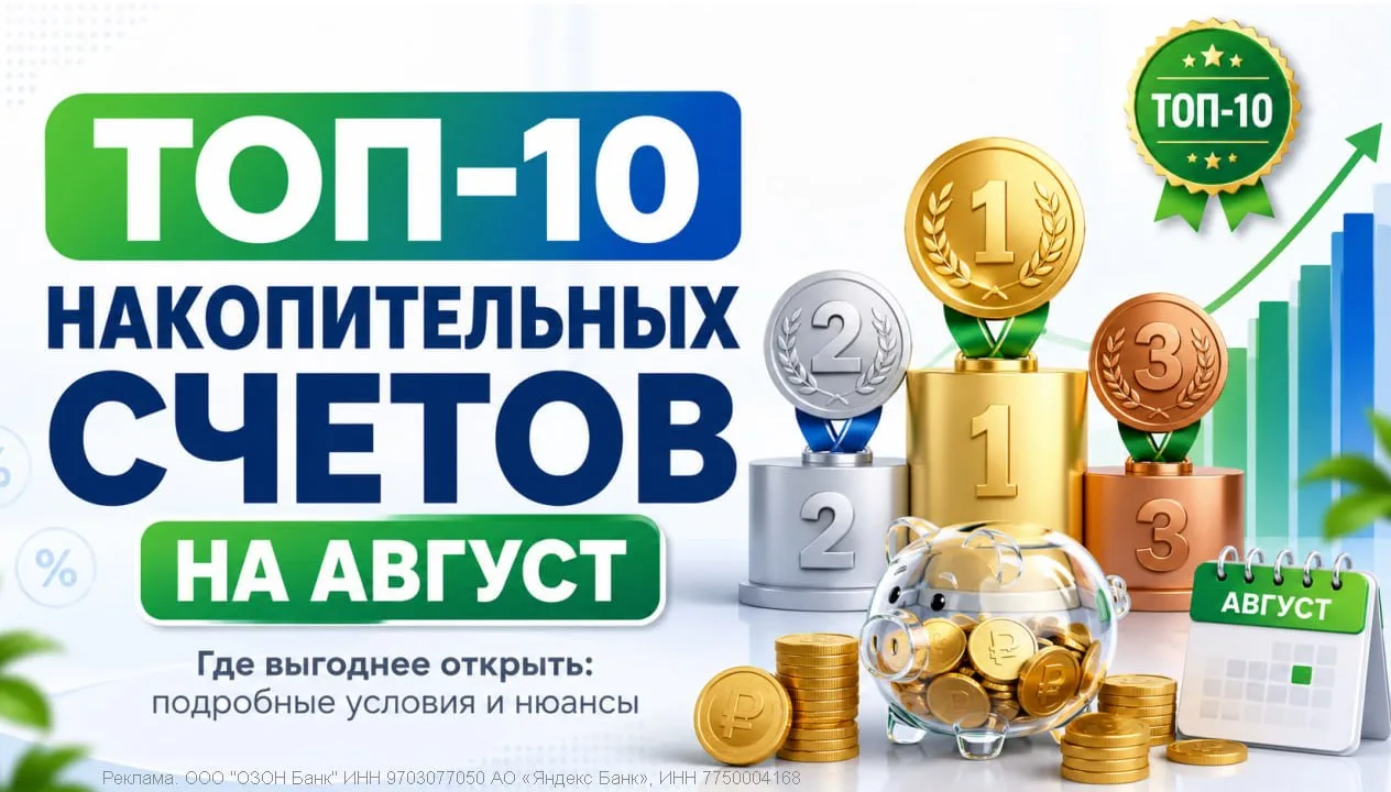 🫙 ТОП накопительных счетов на АВГУСТ

⚡ Завтра 31 июля, последний день месяца — удобный момент откр
