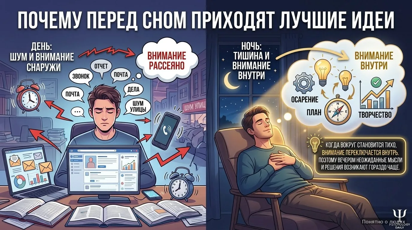 Почему перед сном приходят лучшие идеи