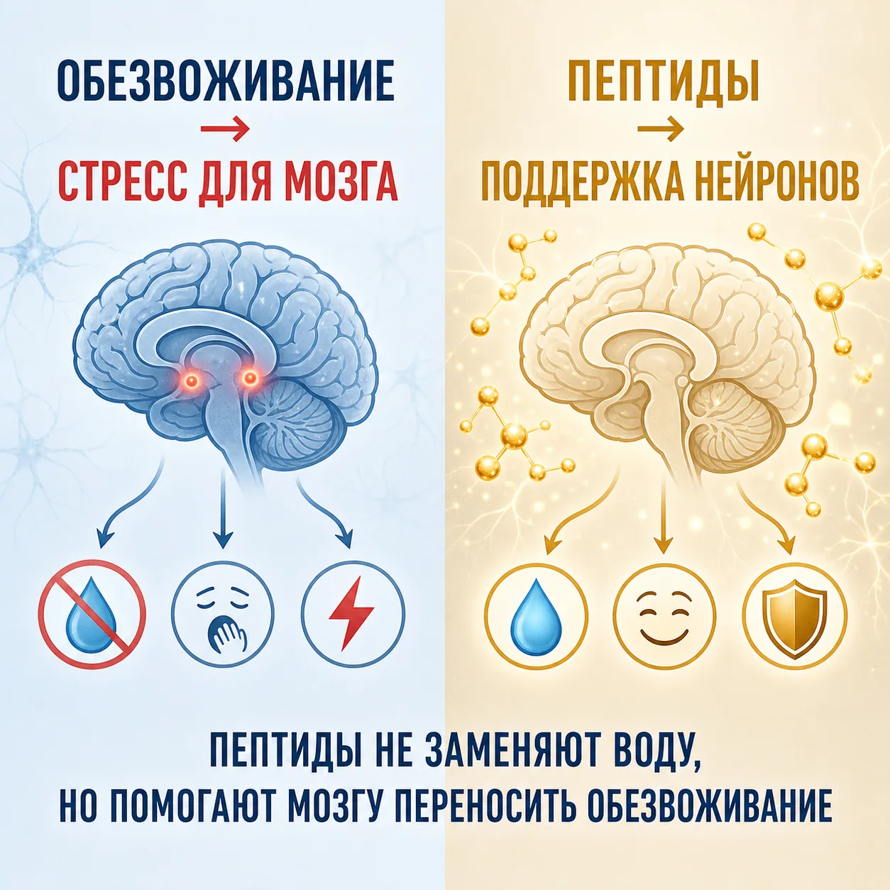 💧 Обезвоживание — это не просто «хочется пить». Это стресс для мозга