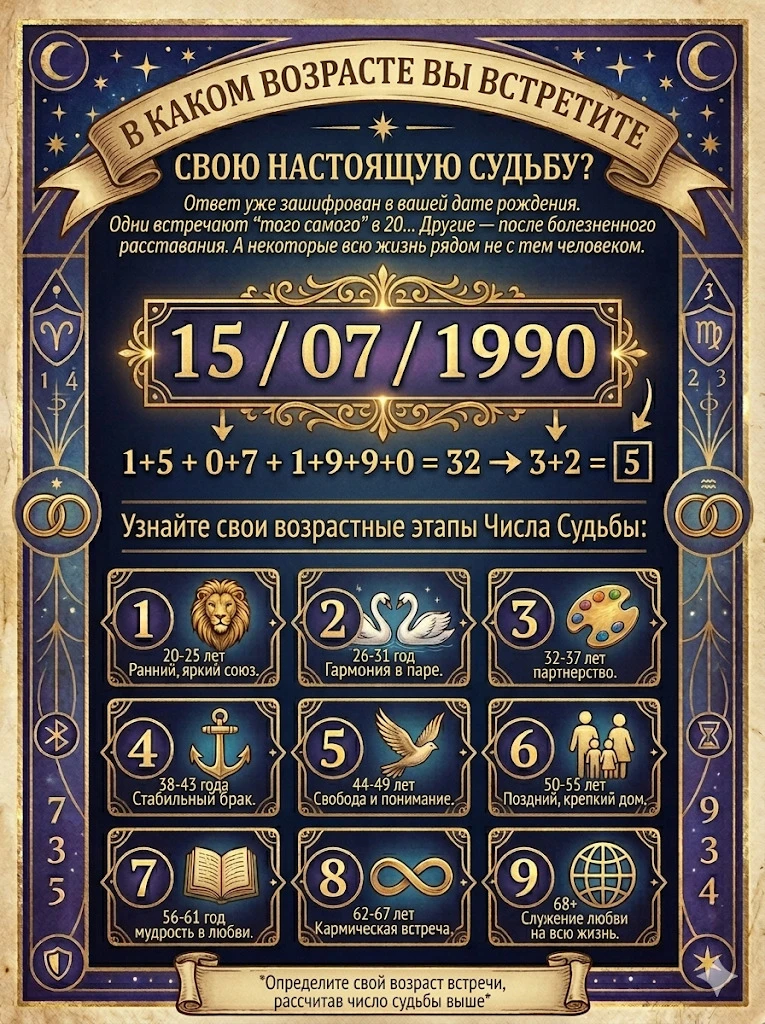 В КАКОМ ВОЗРАСТЕ ВЫ ВСТРЕТИТЕ СВОЮ НАСТОЯЩУЮ СУДЬБУ? 💍