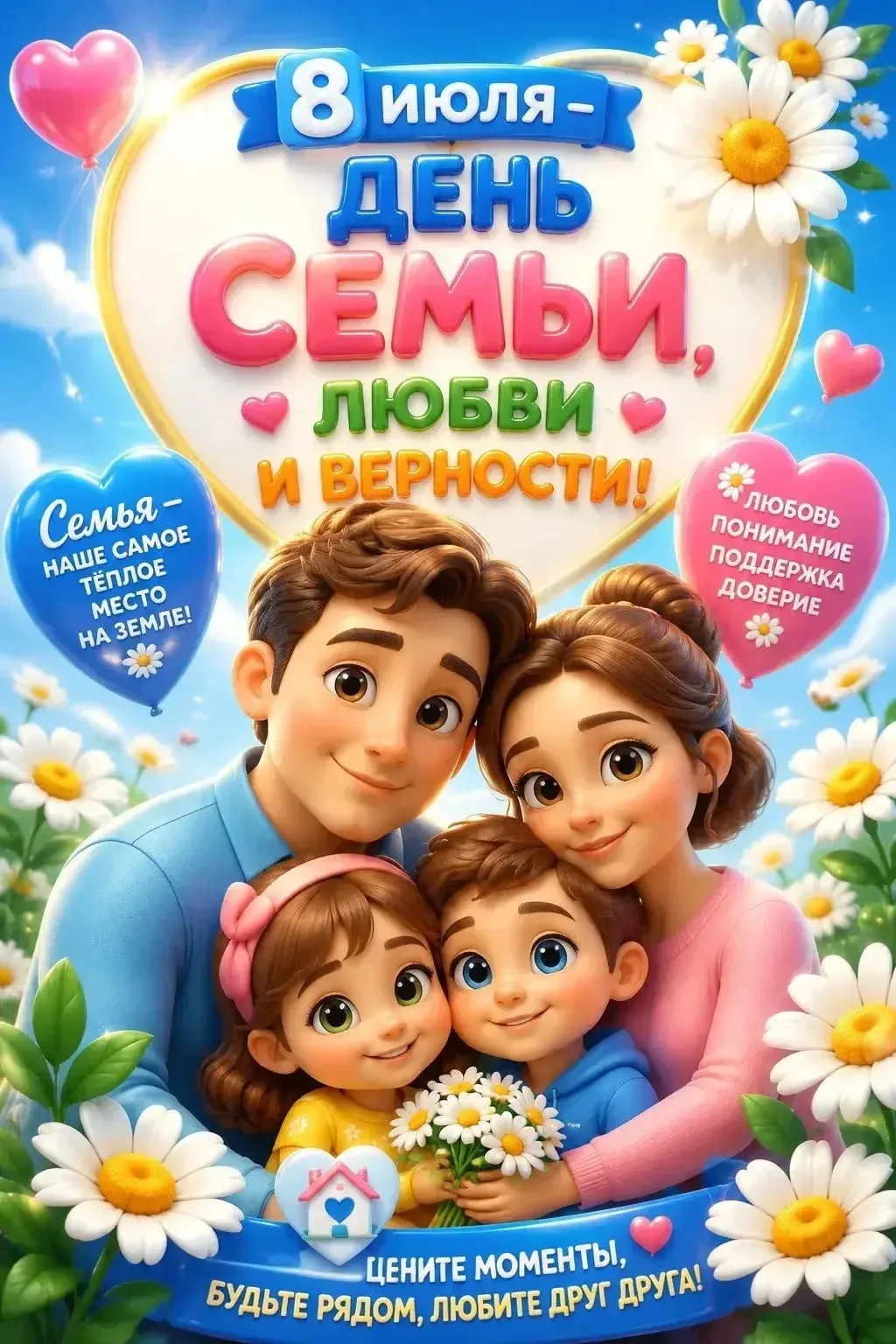 🎉 С Днём семьи, любви и верности! 🎉
Семья — самое тёплое место на свете. Именно здесь дети учатся 