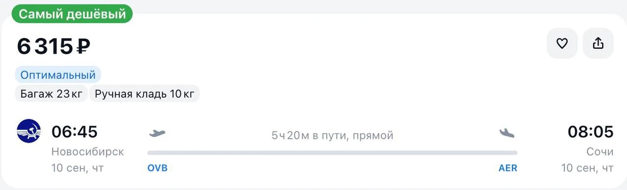 Улететь из Новосибирска в Сочи