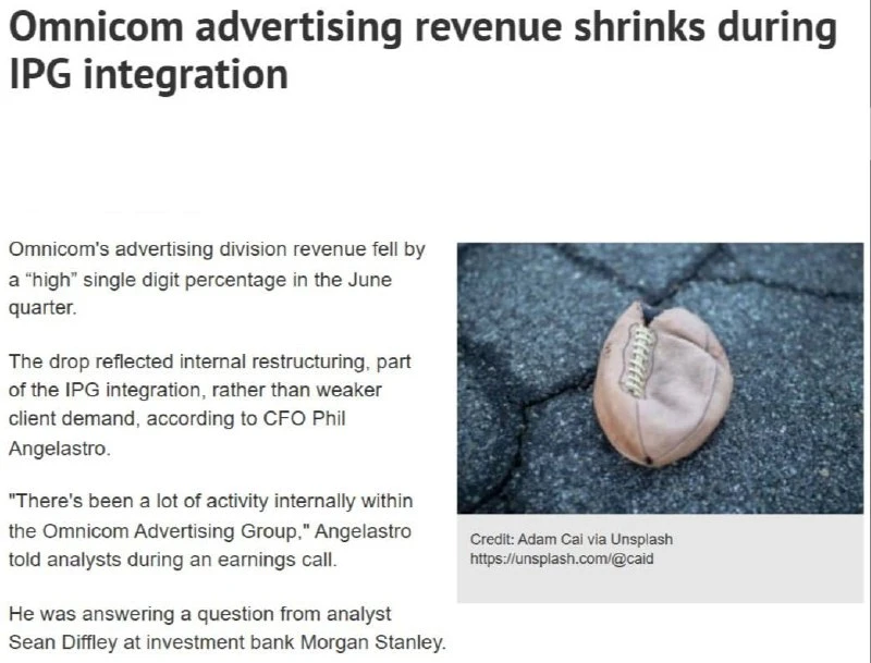 🤔Крупнейший в мире рекламный холдинг Omnicom сообщил о снижении выручки рекламного бизнеса после об