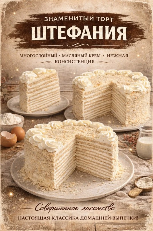 ЗНАКОМЬТЕСЬ: ТОРТ «ШТЕФАНИЯ» — ТИХИЙ УБИЙЦА ВСЕХ ДИЕТ! СТОЛЬКО ТОНКИХ КОРЖЕЙ, А СЪЕДАЕТСЯ ОН КАК ОДИ