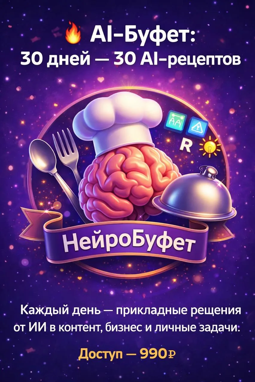 У меня есть Клуб  «НейроБуфет» — библиотека рабочих AI-рецептов. И я решила перестать держать это «д