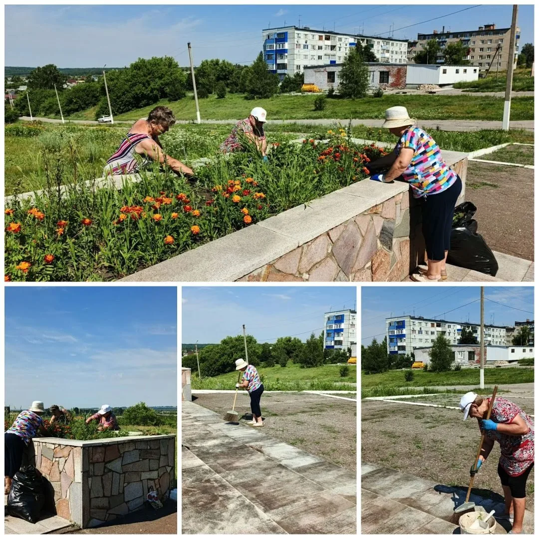 Совет ветеранов с. Саловка приняли участие в благоустройстве территории мемориала погибшим воинам в 