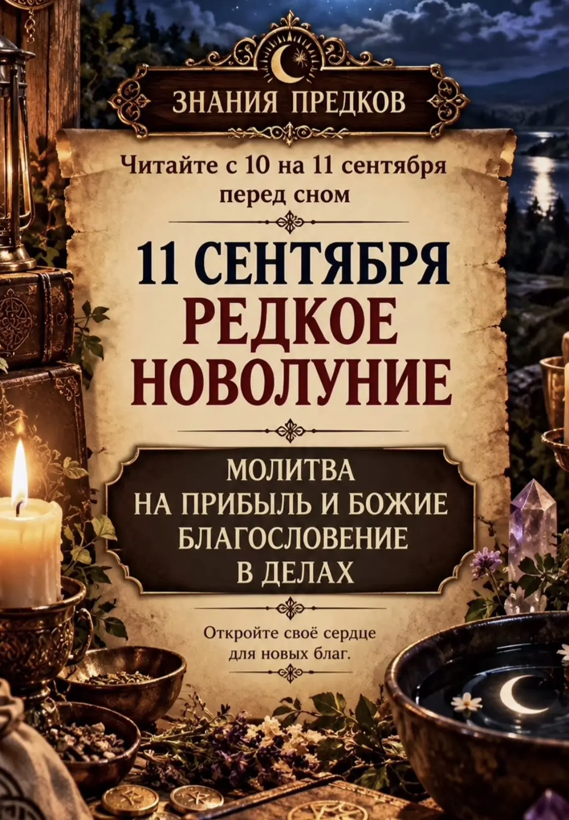 ✨ С 10 на 11 сентября перед сном прочитайте молитву о достатке и Божьем благословении.