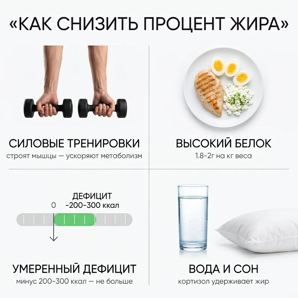 Как снизить процент жира — честный разбор