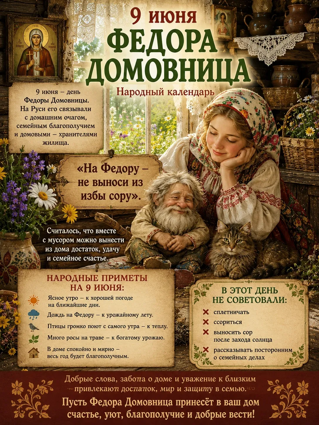 🌿✨ 9 ИЮНЯ — ФЕДОРА ДОМОВНИЦА ✨🌿