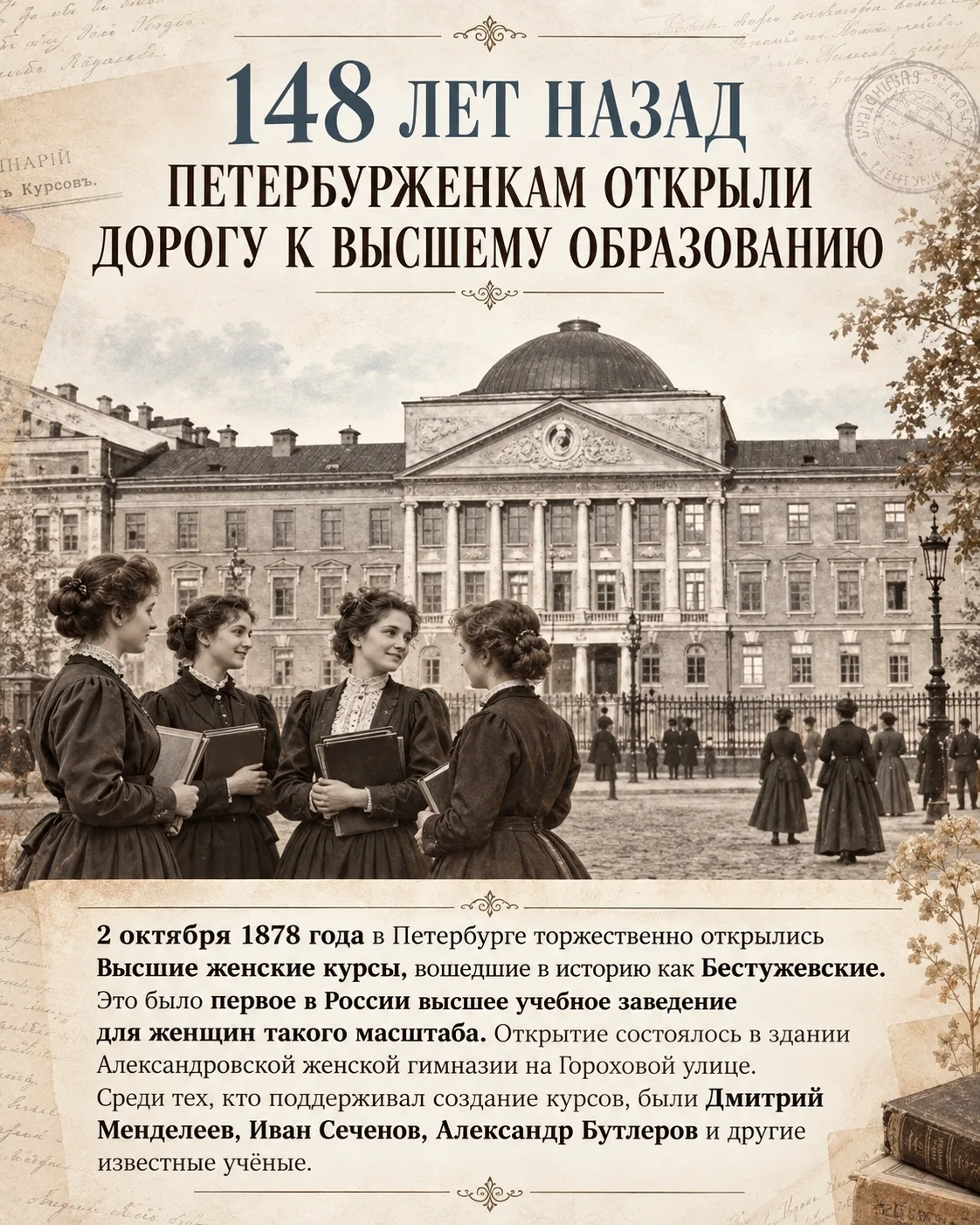🏛День в истории Петерурга - открытие Бестужевских курсов для женщин