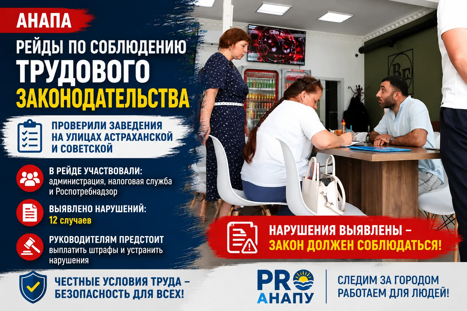 В Анапе проходят рейды по соблюдению трудового законодательства
