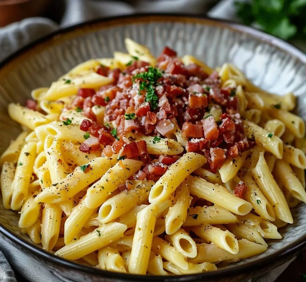 🍝 Паста с беконом в сливочном соусе