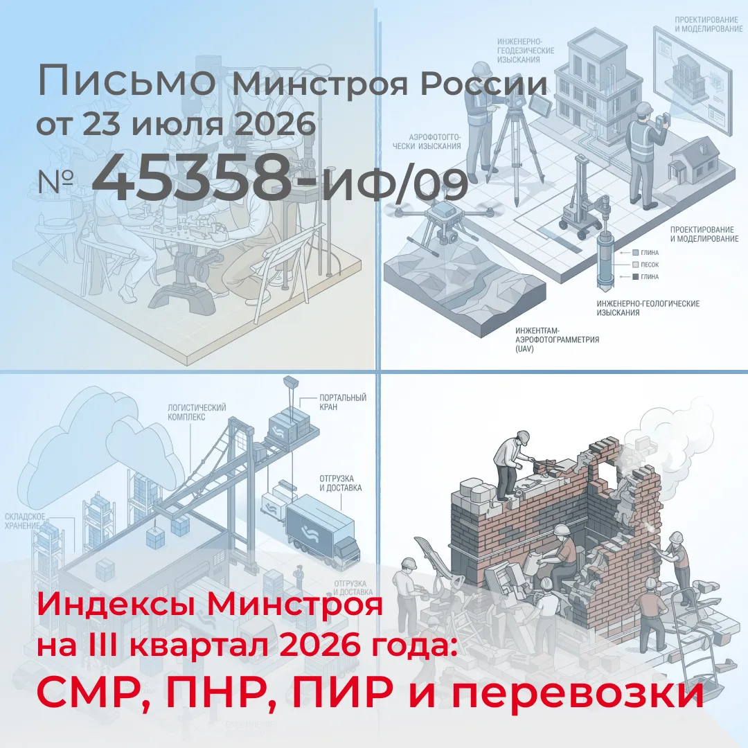 Опубликовано письмо Минстроя России от 23 июля 2026 г. №45358-ИФ/09 «О рекомендуемой ве...