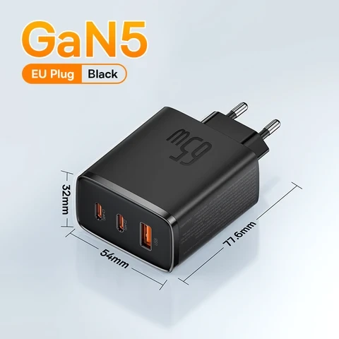 Baseus 65W GaN Зарядное устройство Type-C