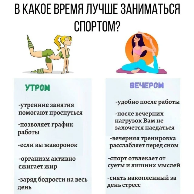 А в какое время ты занимаешься спортом?