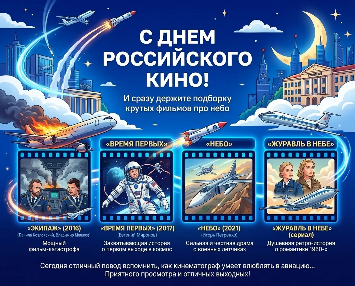 С Днем российского кино! И сразу держите подборку крутых фильмов про небо