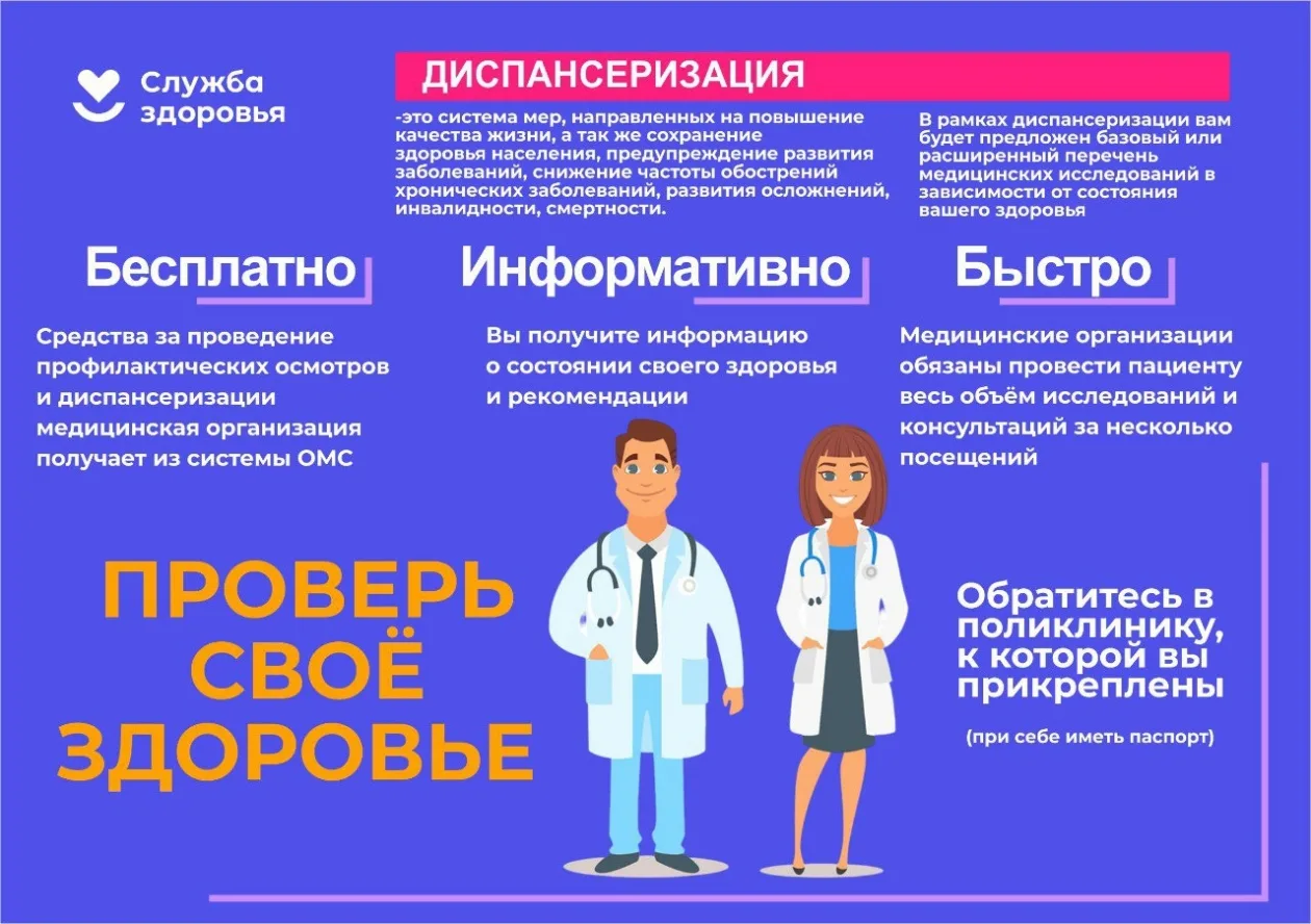 ❓По вопросам прохождения диспансеризации обращайтесь к своему участковому врачу.