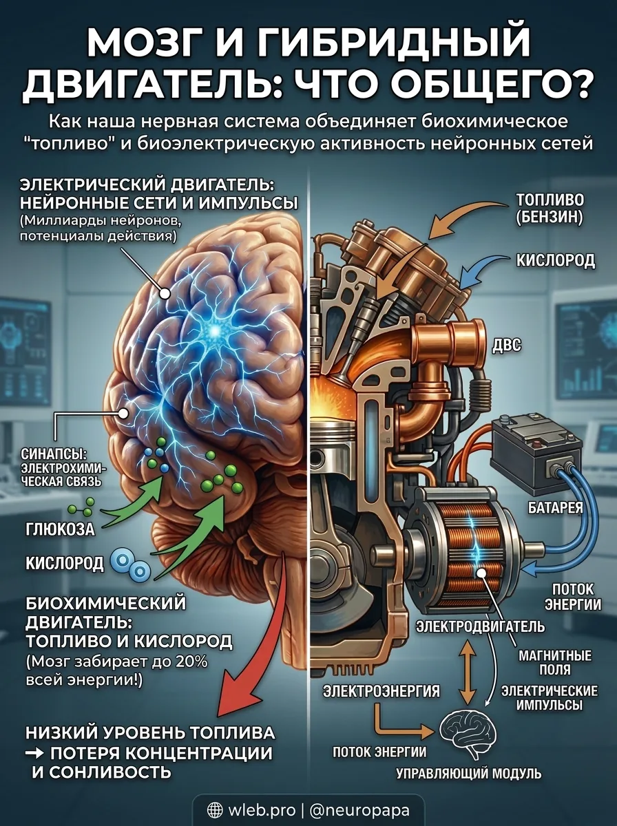 В чем схожесть мозга и гибридного двигателя 🧠 🚗