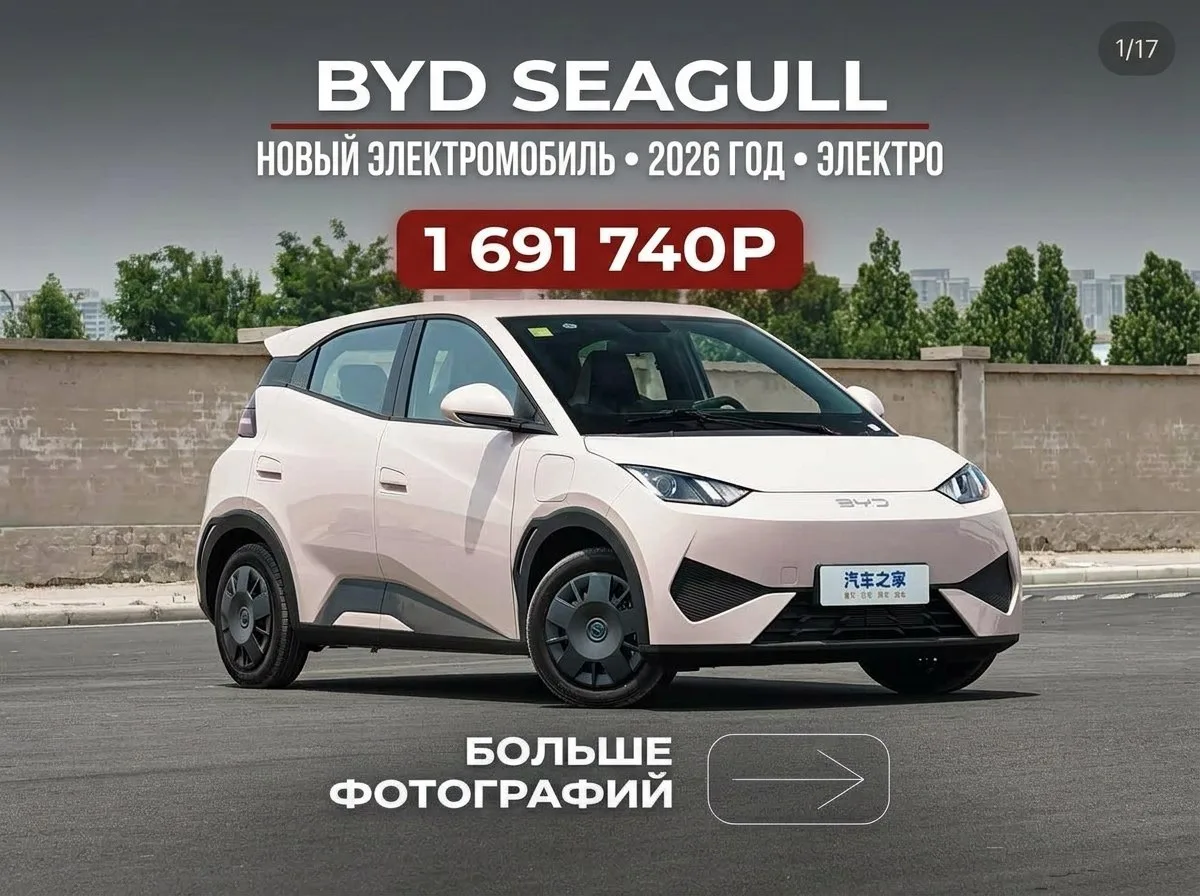🇨🇳 BYD Seagull 2026, 305km Vitality (Smart Driving) — доступен к заказу из Китая