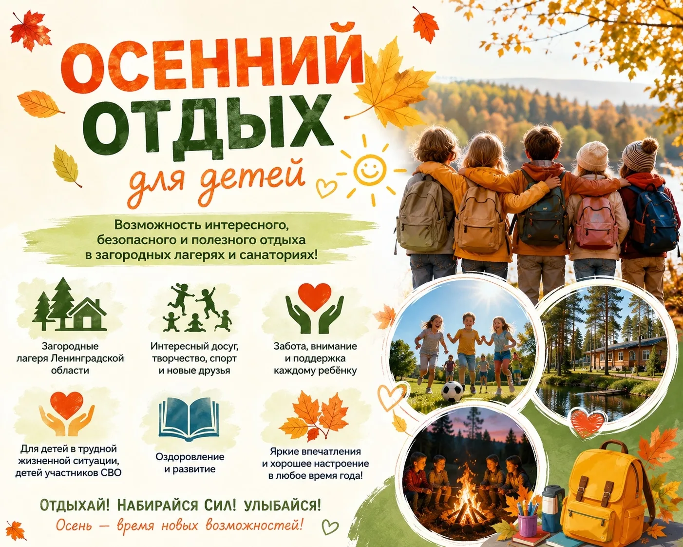 🍂 ОСЕННИЕ КАНИКУЛЫ С ПОЛЬЗОЙ: ПУТЁВКИ В ЛАГЕРЯ И САНАТОРИЙ