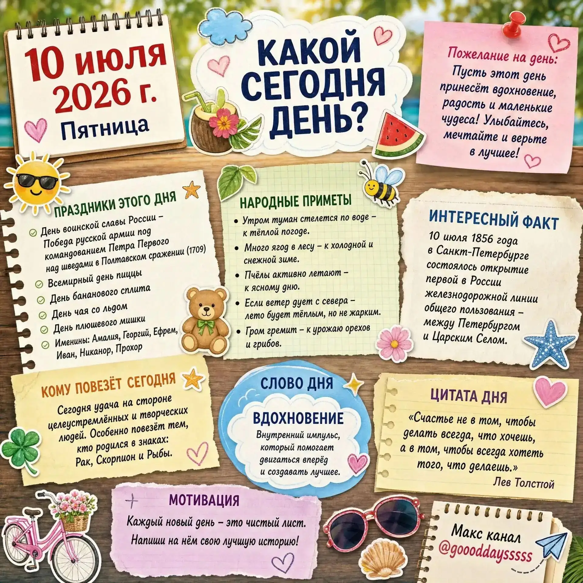 🗓️ Пятница, 10 июля 2026 года