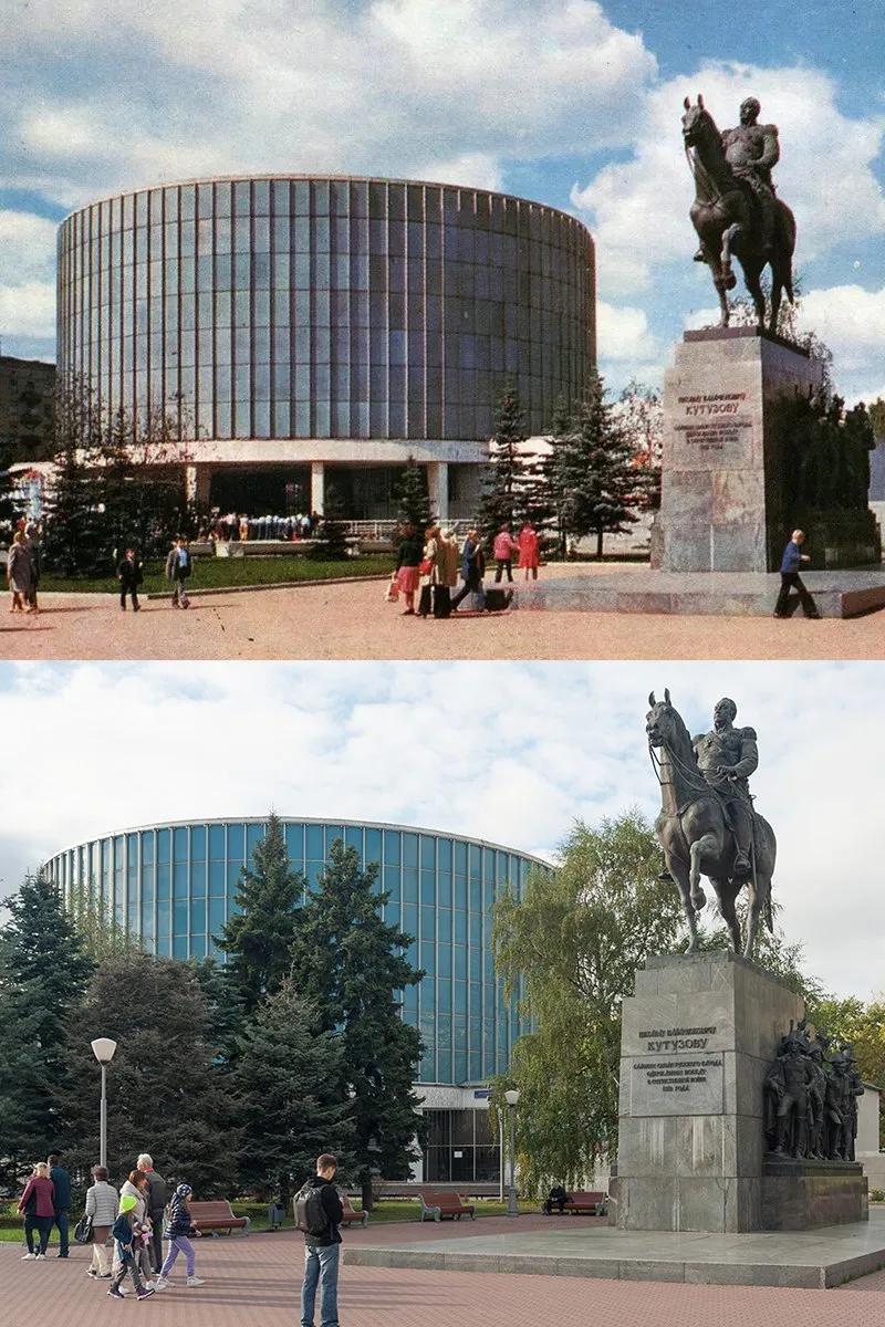 📍Памятник М. И. Кутузову и здание Бородинской панорамы.    1978/2025 год.  💡В 1973 году рядом с Боро