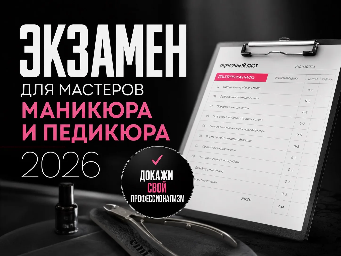 Экзамен для мастеров маникюра и педикюра - версия 2026 года 📄