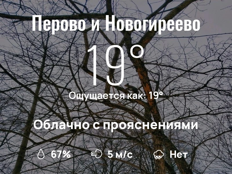 Что с погодой в Перово и Новогиреево?