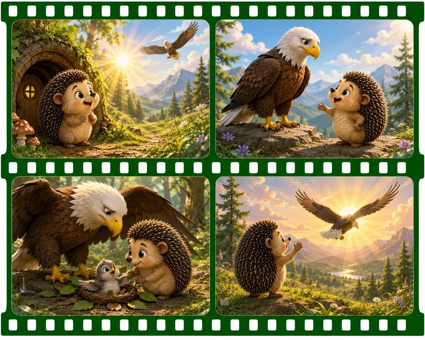 🦔🦅🌞 Утренняя мини-сказка «Ёжик и мудрый Орёл»