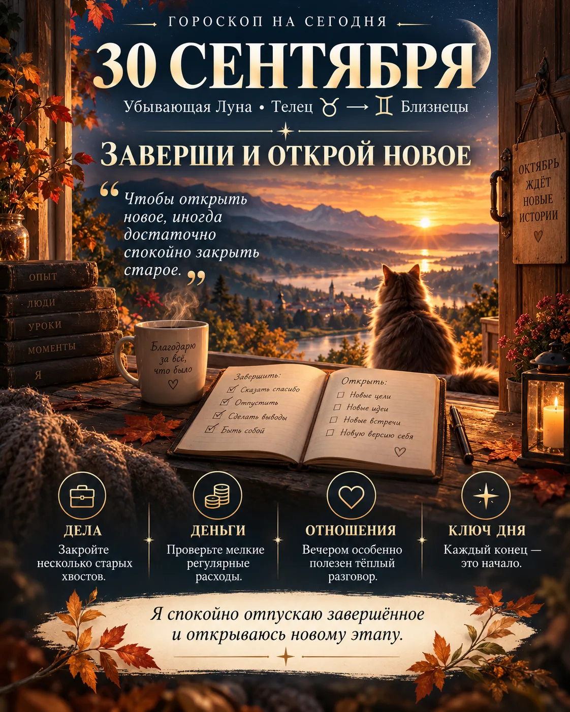 🌙 ГОРОСКОП НА СЕГОДНЯ — 30 СЕНТЯБРЯ