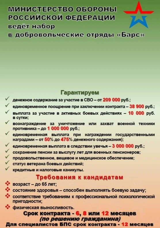 Набор в добровольческие отряды "Барс".