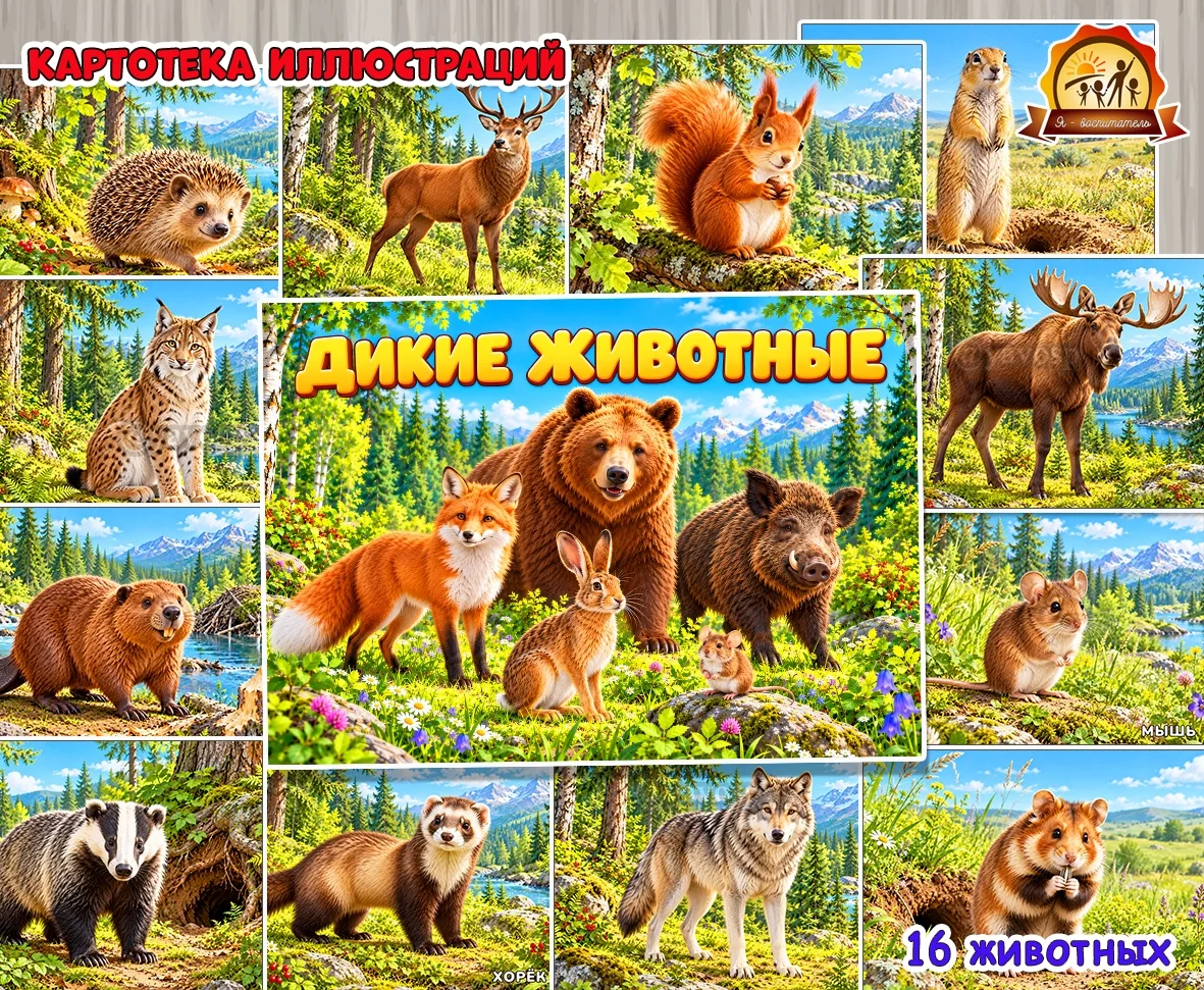 Картотека иллюстраций «Дикие животные»