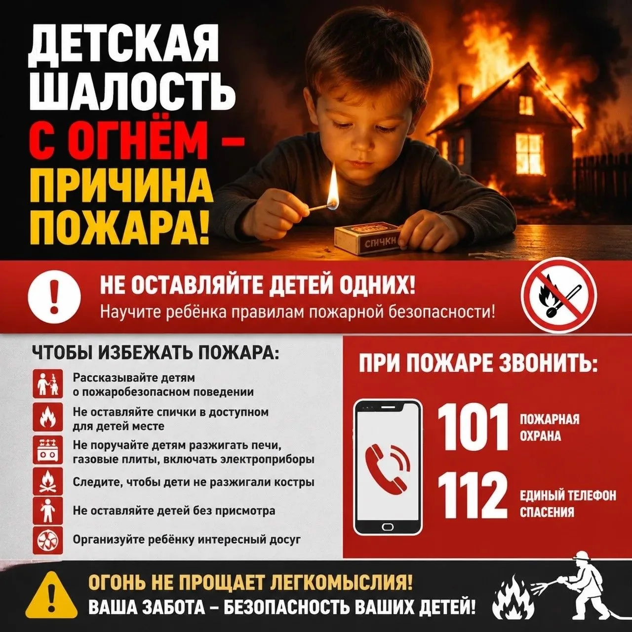 Детская шалость с огнём - причина пожара❗️