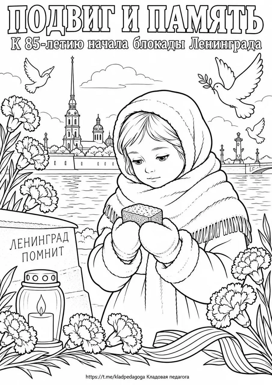Раскраски к РОВ «Подвиг и память. К 85-летию начала блокады Ленинграда» 📃