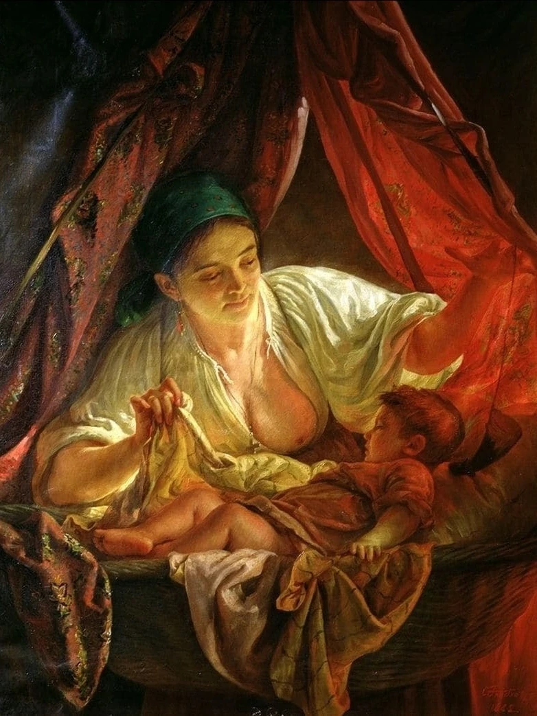 🎨 «У колыбели»: как Грибков показал всю поэзию материнства