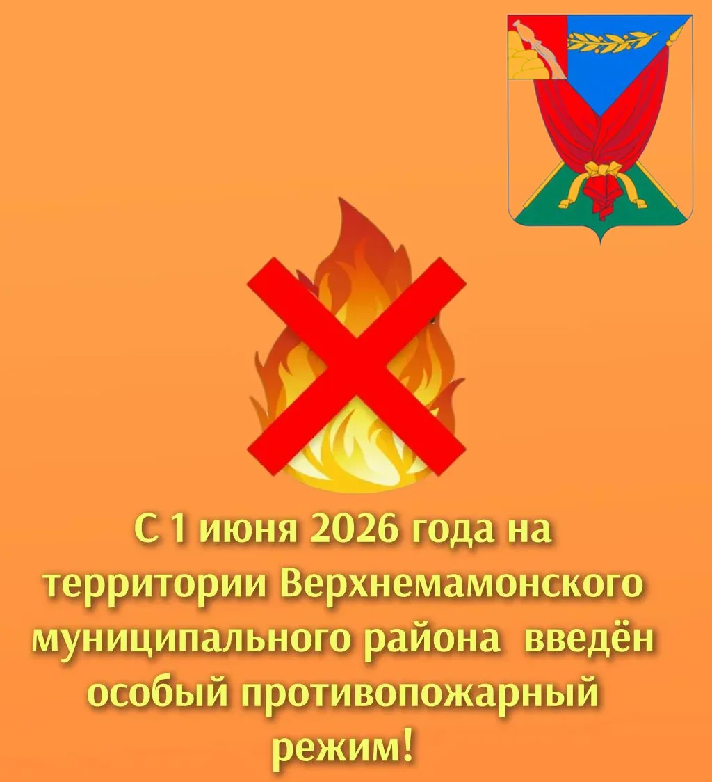 ❗❗❗С 1 июня 2026 года на территории Верхнемамонского муниципального района  введён особый противопож