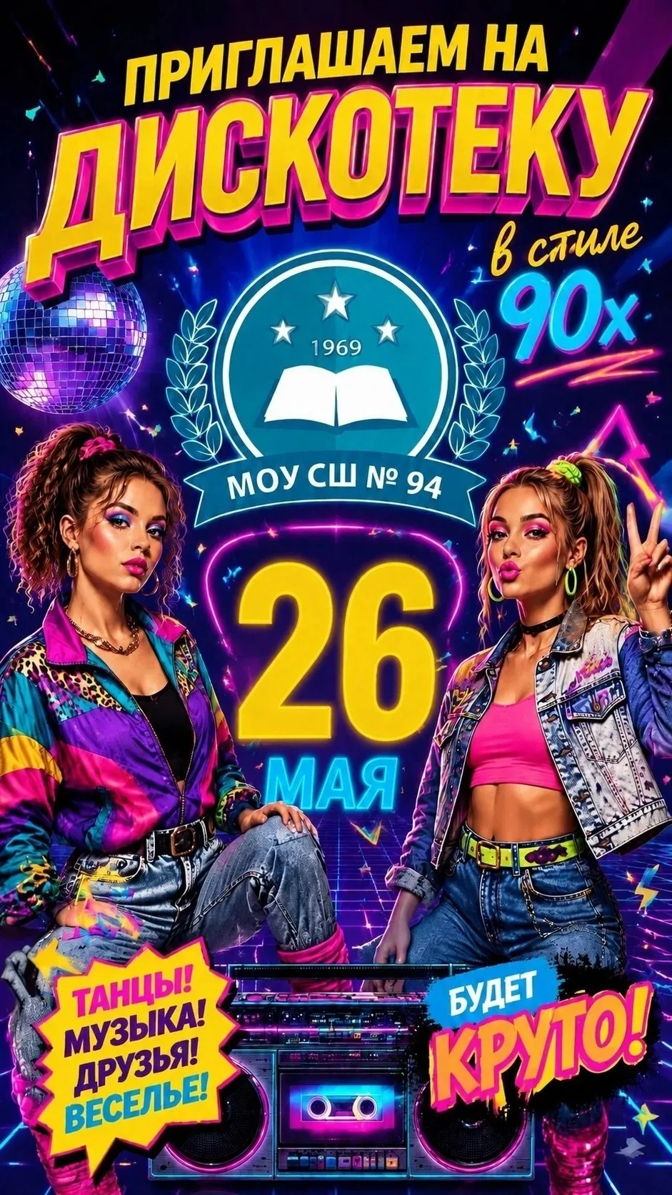🎉 Дискотека в стиле 90-х ждёт тебя!