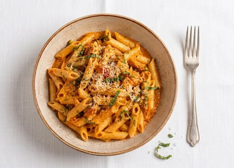 🍝🍆 Макароны с баклажаном и запечённым овощным соусом — просто, быстро и очень вкусно!