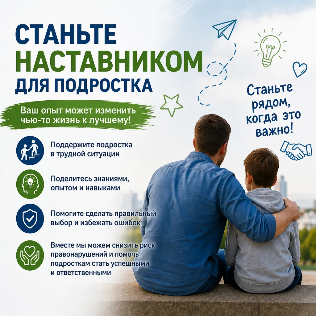 🤝 Станьте наставником для подростка в сфере профилактики безнадзорности и правонарушен...