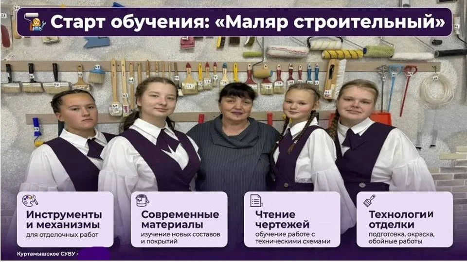 🧱 В Куртамышском СУВУ стартовало обучение по компетенции «Маляр строительный»! 🎉