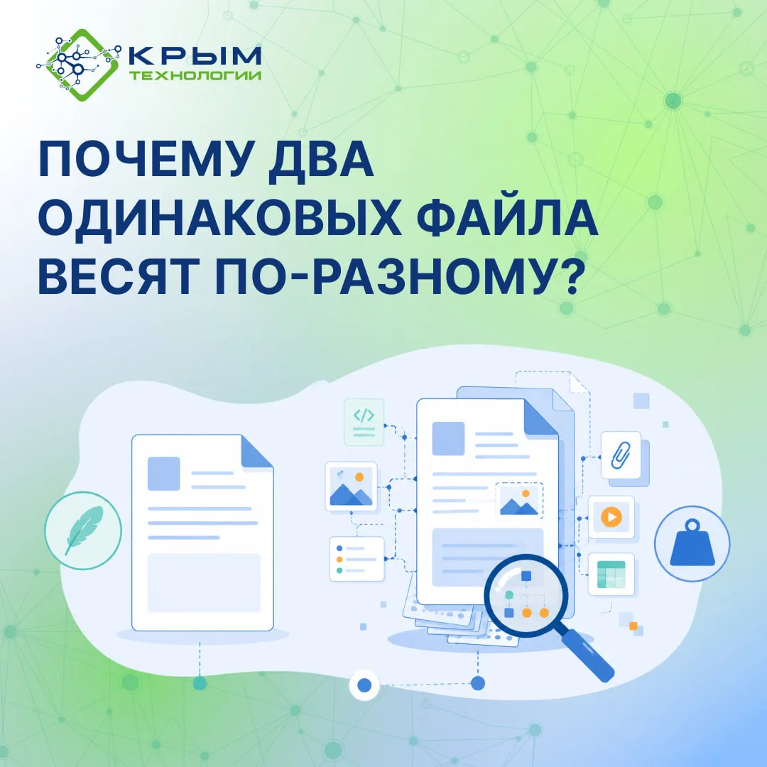 Почему два одинаковых файла весят по-разному?