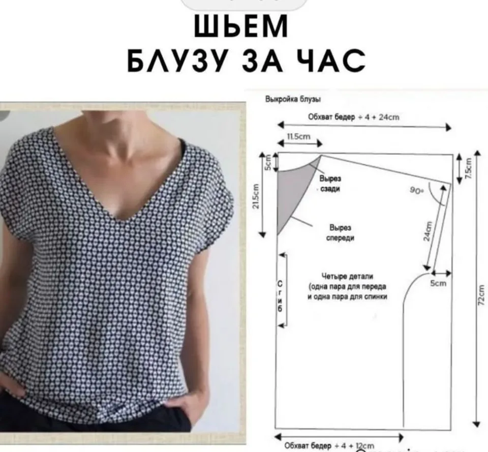 Выкройка схема блузы