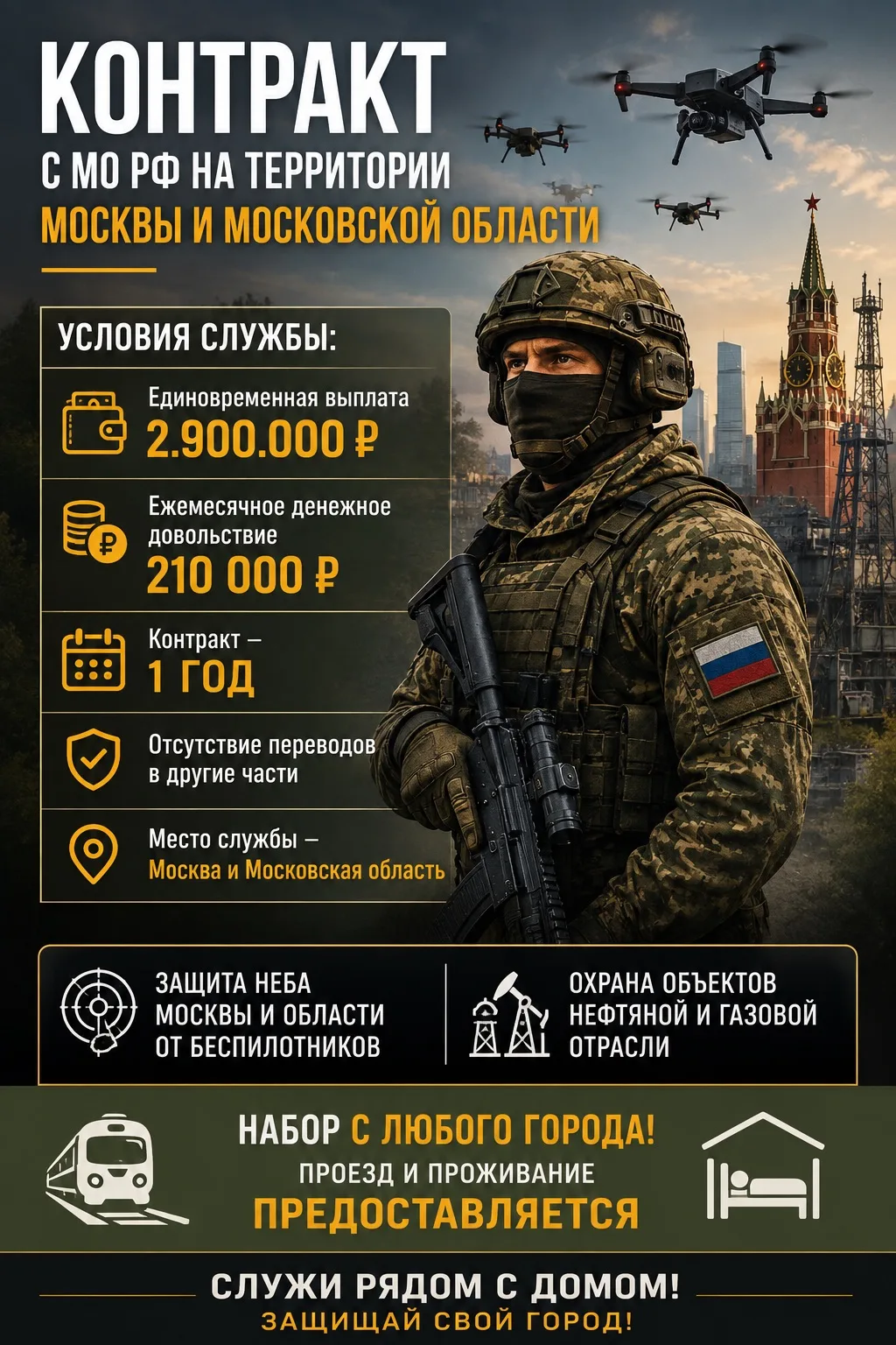 Контракт с МО РФ на территории Москвы и Московской области