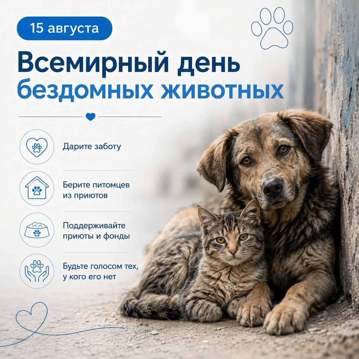 15 августа - Всемирный день бездомных животных.
