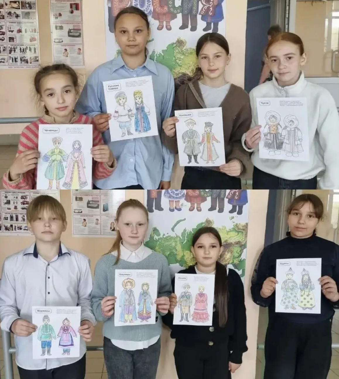 Сегодня в 4 классе был проведён классный час на тему: «Национальные костюмы народов Рос...