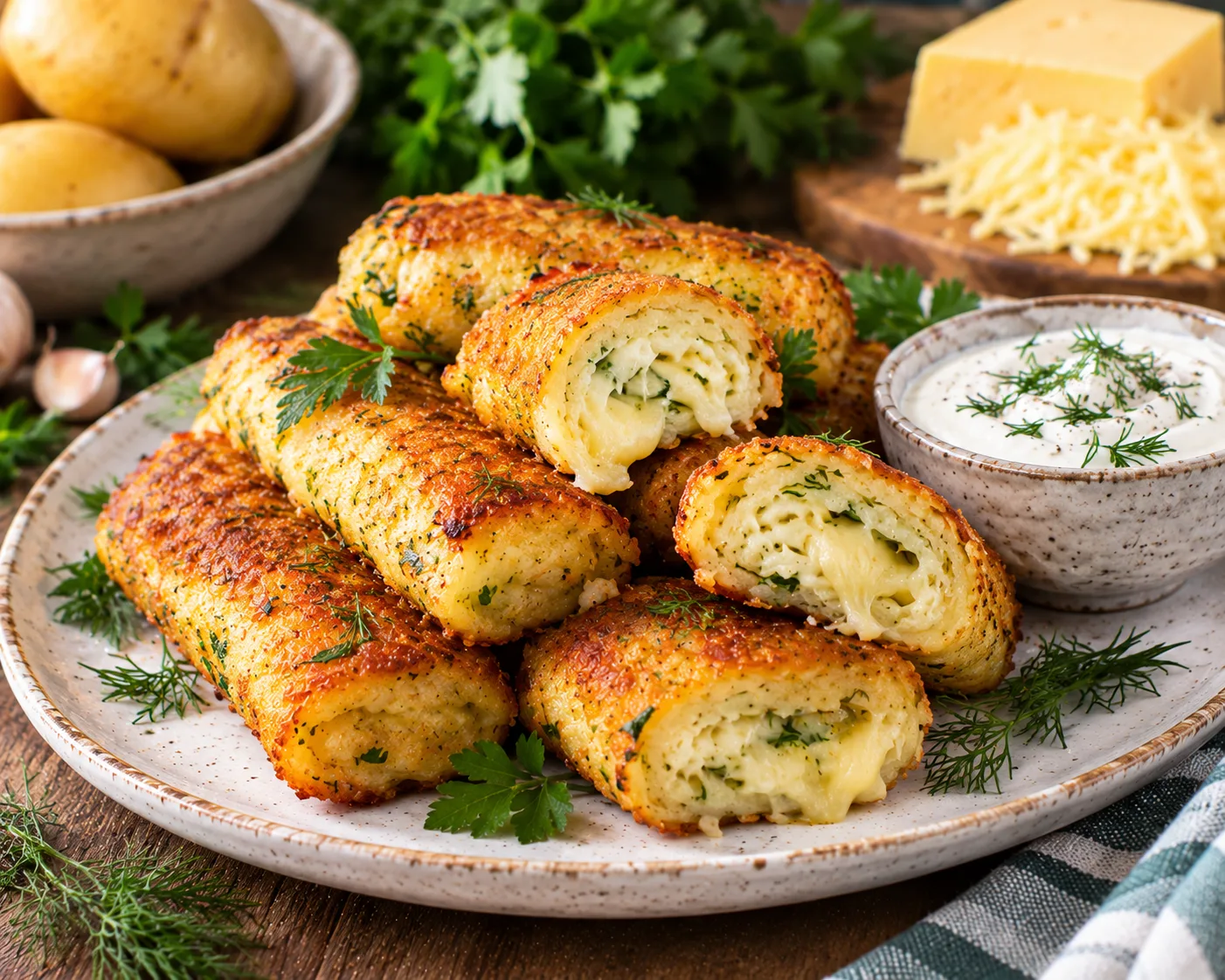 🥔 Картофельные рулетики с сыром — хрустящие снаружи и нежные внутри! 🧀