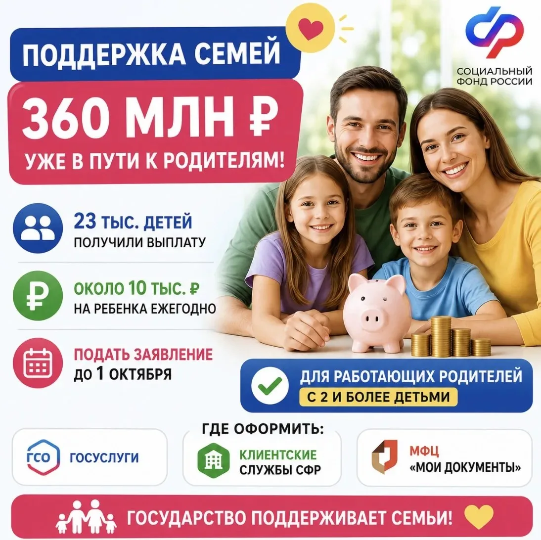 💰 Отличные новости для семей! 360 миллионов рублей уже в пути к родителям 🎉

Поддержка семей с дет